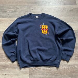 Vintage 90s Fruit of the Loom University of Tulsa Navy Crewneck Made in USA
